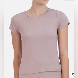Steve Madden Dusty Pink Short Sleeve Ribbed Tee